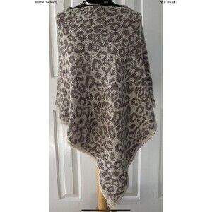 Nardi & Tagliaferri Mohair Wool Blend Leopard Print Poncho Sweater One Size